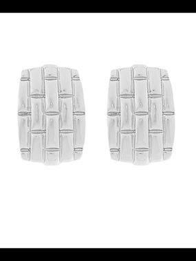 Sterling Silver Textured Huggie Earrings - Silver